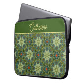 Vintages Muster in Grün mit Blumen Laptopschutzhülle (Vorderseite Links)
