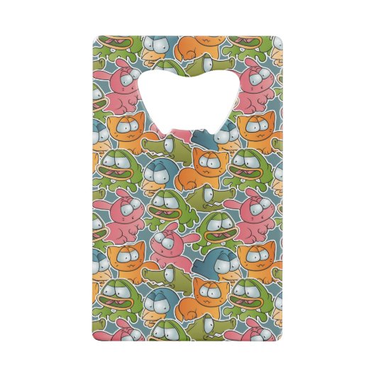 Vintages Muster mit Cartoontieren Geldbeutel Flaschenöffner (Vorderseite)