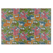 Vintages Muster mit Cartoontieren Schneidebrett (Vorderseite)