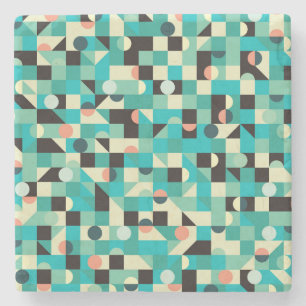 Vintages Muster mit Dreiecken und Kreisen. Steinuntersetzer