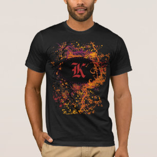Vintages Muster mit Monogram Letter K T-Shirt