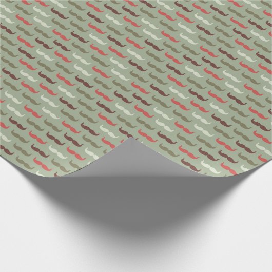 Vintages Muster mit Schnurrbart Geschenkpapier (Ecke)