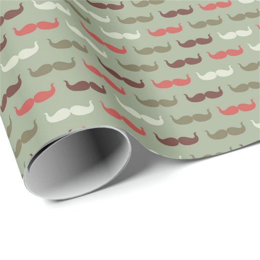 Vintages Muster mit Schnurrbart Geschenkpapier (Rolleneckpunkt)