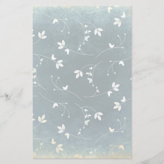 Vintages Muster mit Vögeln und Blätter Briefpapier (Vorderseite)