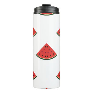 Vintages Muster mit Wassermelonen-Scheiben Thermosbecher