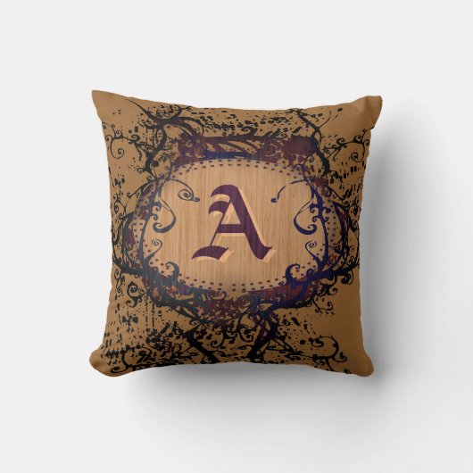 Vintages Muster Monogramm A Kissen (Vorderseite)
