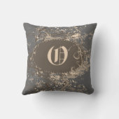 Vintages Muster Monogramm O Kissen (Rückseite)