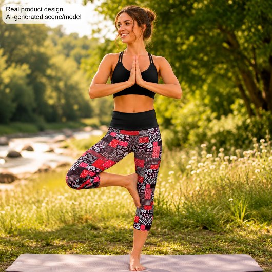 Vintages Muster nahtloser Patchwork Capri Leggings