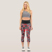 Vintages Muster nahtloser Patchwork Capri Leggings (Vorderseite)