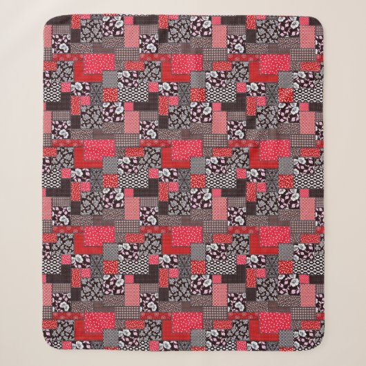 Vintages Muster nahtloser Patchwork Sherpadecke (Vorderseite)