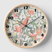 Vintages Muster Peach Love Bird Clock Wanduhr (Vorderseite)