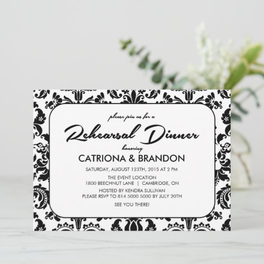 Vintages Muster Probe Abendessen Einladung (Stehend Vorderseite)