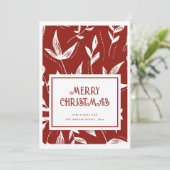 Vintages Muster, rot-weiße Weihnachtskarte Einladung (Stehend Vorderseite)