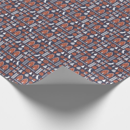 Vintages Muster skandinavischer Folklore Geschenkpapier (Ecke)