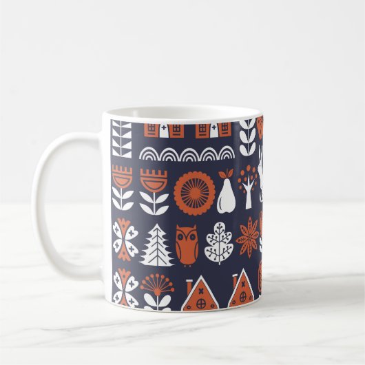Vintages Muster skandinavischer Folklore Kaffeetasse (Links)