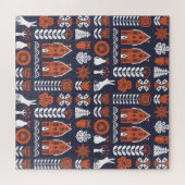 Vintages Muster skandinavischer Folklore Puzzle (Horizontal)