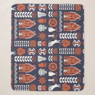 Vintages Muster skandinavischer Folklore Sherpadecke
