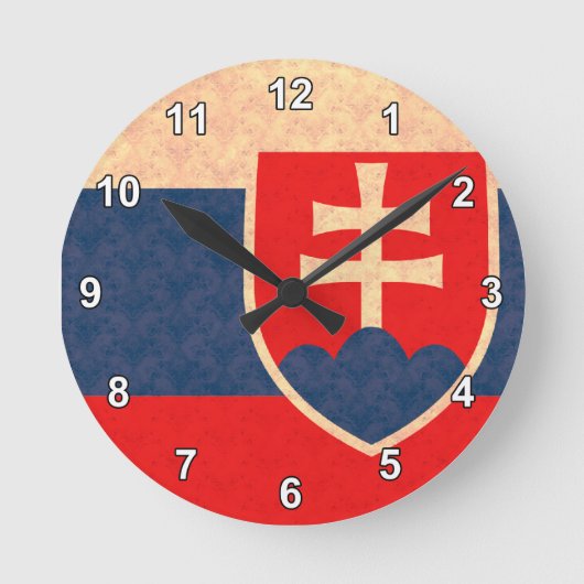 Vintages Muster-slowakische Flagge Runde Wanduhr (Vorderseite)