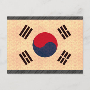 Vintages Muster Südkoreanische Flagge Postkarte