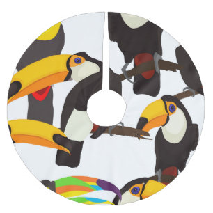 Vintages Muster tropischer Toucan Birds Polyester Weihnachtsbaumdecke