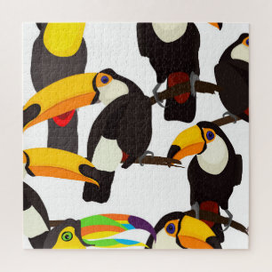 Vintages Muster tropischer Toucan Birds Puzzle