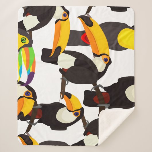 Vintages Muster tropischer Toucan Birds Sherpadecke (Vorderseite)