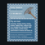 Vintages Muster und Duster, Haushälterin, Haushalt Flyer<br><div class="desc">Vintages Muster & Duster,  Housekeeper,  Zimmermädchen Werbung Flyer von The Business Card Store.</div>