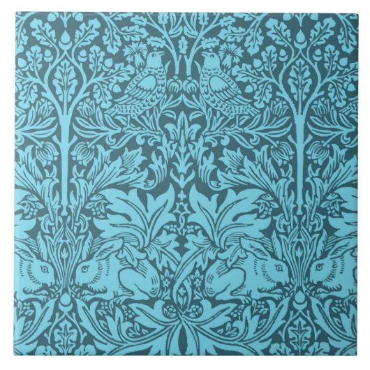 Vintages Muster von Vögeln und Kaninchen Fliese (Vorderseite)