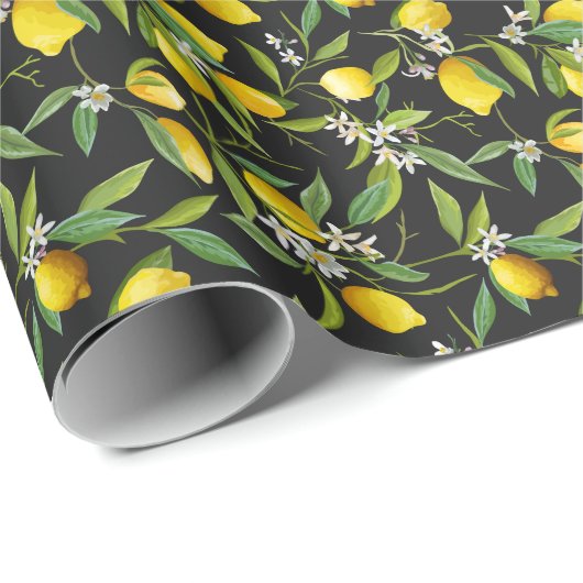 Vintages Muster von Zitronenfrüchten Geschenkpapier (Rolleneckpunkt)