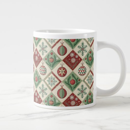 Vintages Muster - Weihnachtsmuster Jumbo-Tasse (Rechts)
