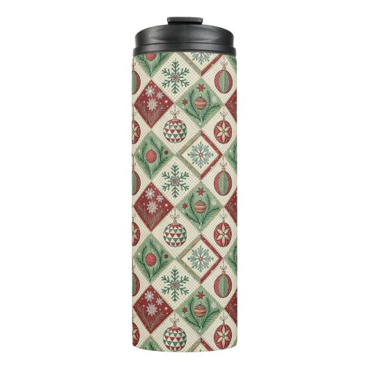 Vintages Muster - Weihnachtsmuster Thermosbecher (Vorderseite)