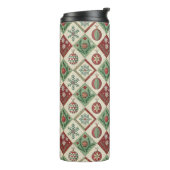 Vintages Muster - Weihnachtsmuster Thermosbecher (Nach links gedreht)