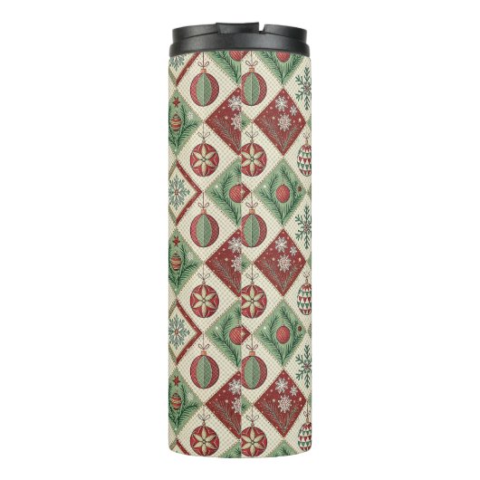 Vintages Muster - Weihnachtsmuster Thermosbecher (Rückseite)