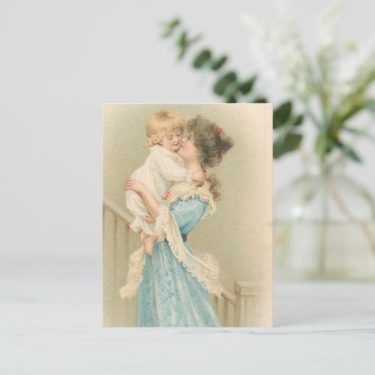 Vintages Mutter-Kind Postkarte (Stehend Vorderseite)