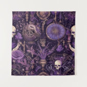 Vintages mystical Lila Skull-Tapestry Wandteppich (Vorderseite)