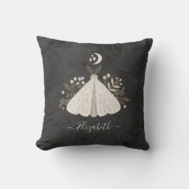 Vintages mystical moth Throw Kissen (Vorderseite)