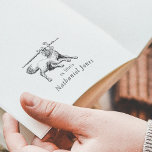 Vintages mythisches Buch Ex Libris Name Buchzeiche Gummistempel<br><div class="desc">Eine Vintage Abbildung eines Wolfs mit einem Schwert. Unten ist "ex libris" in klassischer Serifentypografie mit Ihrem Namen in Kursivschrift gedruckt. Eine mythische, mittelalterliche und fantasy-inspirierte Buch-Briefmarke, die mit Ihrem Namen personalisiert werden kann. Das ist die Briefmarke aus Gummi aus Holz - wählen Sie den Griff und die Tintenklatsche nach...</div>