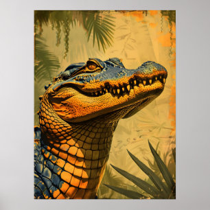 Vintages Nah-Up des Alligators Poster