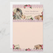 Vintages Nähen Dusty Pink Briefpapier (Vorne/Hinten)