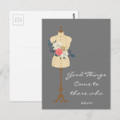 Vintages Nähen niedlicher Kleiderform Postkarte (Vorne/Hinten)
