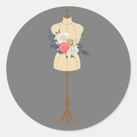 Vintages Nähen niedlicher Kleiderform Runder Aufkleber (Vorderseite)
