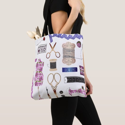 Vintages Nähen und Seamstress-Dekor Tasche (Von Nahem)
