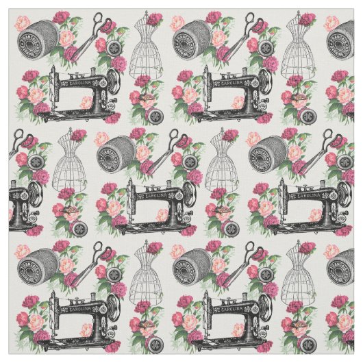 Vintages nähendes rosa Rosen-Gewebe Stoff (Muster)