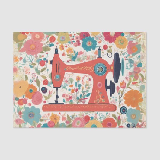 Vintages Nähmaschinendekoupage Tissue Seidenpapier (Vorderseite)