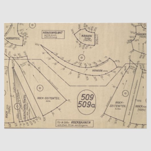 Vintages Nähmuster I Seidenpapier (Vorderseite)