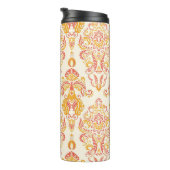 Vintages, nahtloses, blumenfreies Pflaster. Klassi Thermosbecher (Nach rechts gedreht)