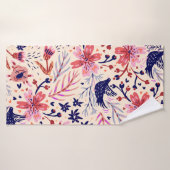 Vintages nahtloses Blumenmuster mit blühendem Flus Badehandtuch (Badehandtuch)