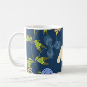 Vintages, nahtloses Blumenmuster mit Blume, leere Kaffeetasse