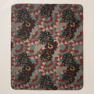 Vintages, nahtloses Blumenmuster. Rot, Beige und g Sherpadecke