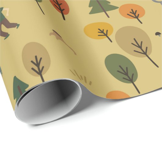 Vintages nahtloses Muster der Herbstwaldlandschaft Geschenkpapier (Rolleneckpunkt)